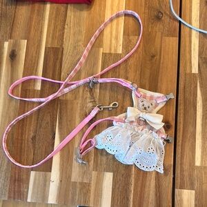 Pink and White cat Harness with Bow